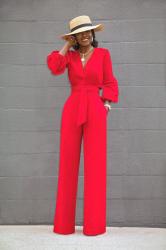 Button-Down Wide Leg Jumpsuit