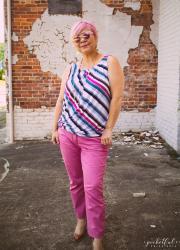 Diagonal Stripes & Dusty Rose Pants