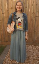 Chambray Maxi Skirt and Graphic Tees Worn 2 Ways