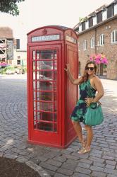 Touring in a Tropical Print Dress