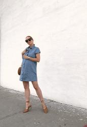 An Easy Denim Dress (maternity and non!) & Weekend Links