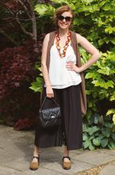Bloated Belly Outfit Formula | Culottes, Camisole and a Long Waistcoat