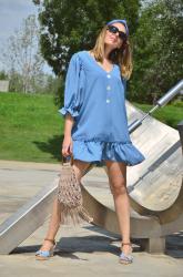 Buttoned Blue Dress