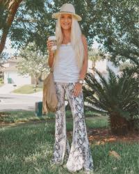 Most Comfortable Snakeskin Print Flare Pants