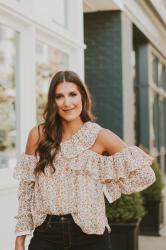 Ruffle Cold Shoulder Top