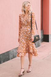 Fall Floral Midi Dress