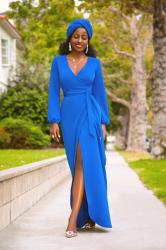 Cobalt Maxi Wrap Dress + Head Wrap