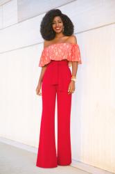 Off Shoulder Crop + Belted High Waist Pants