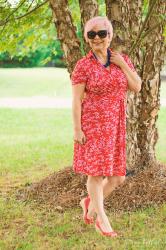 Red & White Wrap Dress