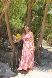 Long dress on paradise beach
