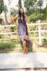 Navy Floral Print Dress