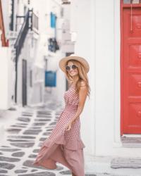 VICHY DRESS IN MYKONOS