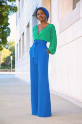 Billowy Sleeve Bodysuit + Belted High Waist Pants