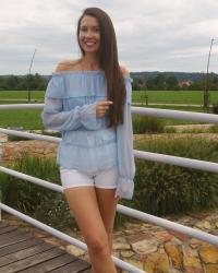 END OF SUMMER | BABY BLUE OFF SHOULDER END OF SUMMER | BABY BLUE OFF SHOULDER