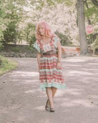 Boho Print Midi Dress & Wood Heel Sandals: The Size Of Your Life