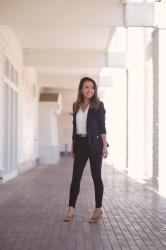 Chic Fall Work Outfit + Petite Black Denim