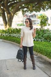 Ivory Smock Top with Boots