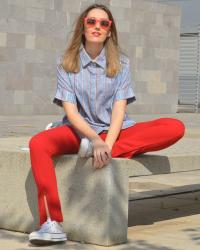 Stripes and Red Pants