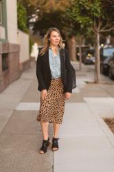 How to wear a leopard skirt to work