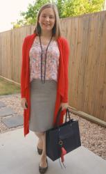 Weekday Wear Linkup! Printed Tanks, Waterfall Cardigans & Grey Pencil Skirts