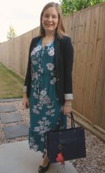 Weekday Wear Linkup: Two Ways To Wear Kmart Teal Floral Boho Midi Dress