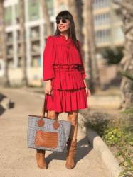 Vestido Rojo con Volantes de SHEIN