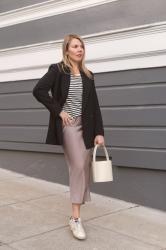 How to wear a slip skirt in fall