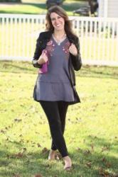 Thursday Fashion Files Link Up #233 – Cozy Fall Embroidered Tunic