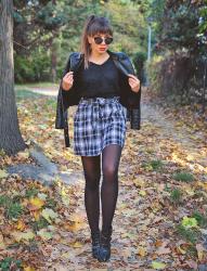 plaid paperbag skirt