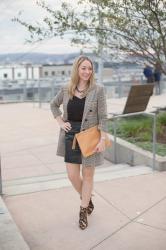 Fall Style: Plaid Blazer + Faux Leather Skirt