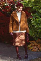 Satin Vintage Skirt & Teddy Coat | Autumn Outfit