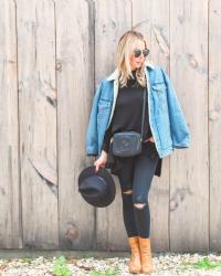 Denim and Sherpa Boyfriend Jacket