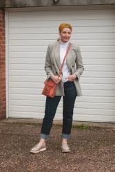 A Classic Preppy Look of Check Blazer, Roll Neck and Jeans #iwillwearwhatilike