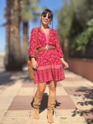 Vestido Boho Rosa y Rojo