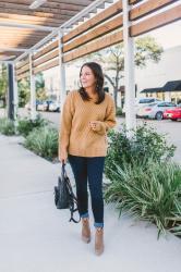 Cozy Brown Sweater with Back Bow Detail