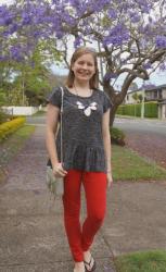 Peplum Tops Bright Skinny Jeans And Rebecca Minkoff Mini MAC Bags