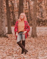 Plaid Hooded Shawl & Slouchy Sweater: Picture Day