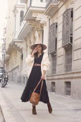 Cowboy Boots & Black Maxi Dress