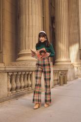 Flared Plaid Pants