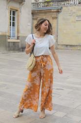 Spring look : pantalon large esprit kimono & t-shirt à volants