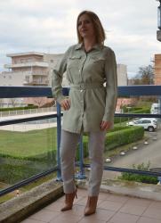 Green Utility Shirt dress