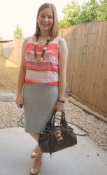 Weekday wear link up: Printed Tanks and Grey Pencil Skirts With Chloe Paddington Bag