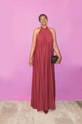 Burgundy Pleated Maxi Dress