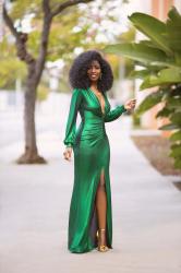 Emerald Ruched Maxi Dress