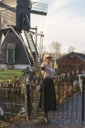 Wide black skirt with leopard print top…and a mill