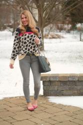 Leopard Colorblock Turtleneck