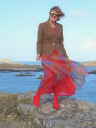 Chiffon and tweed on a breezy day