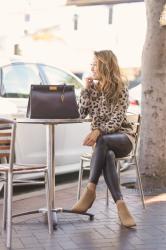 Petite Faux Leather Leggings + Leopard Sweater