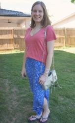 Maxi Skirts and V-Neck Tees With Rebecca Minkoff Mini MAC Bag