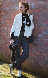 Vintage Coat, Checks, Spots & Brogues • Layered Winter Outfit